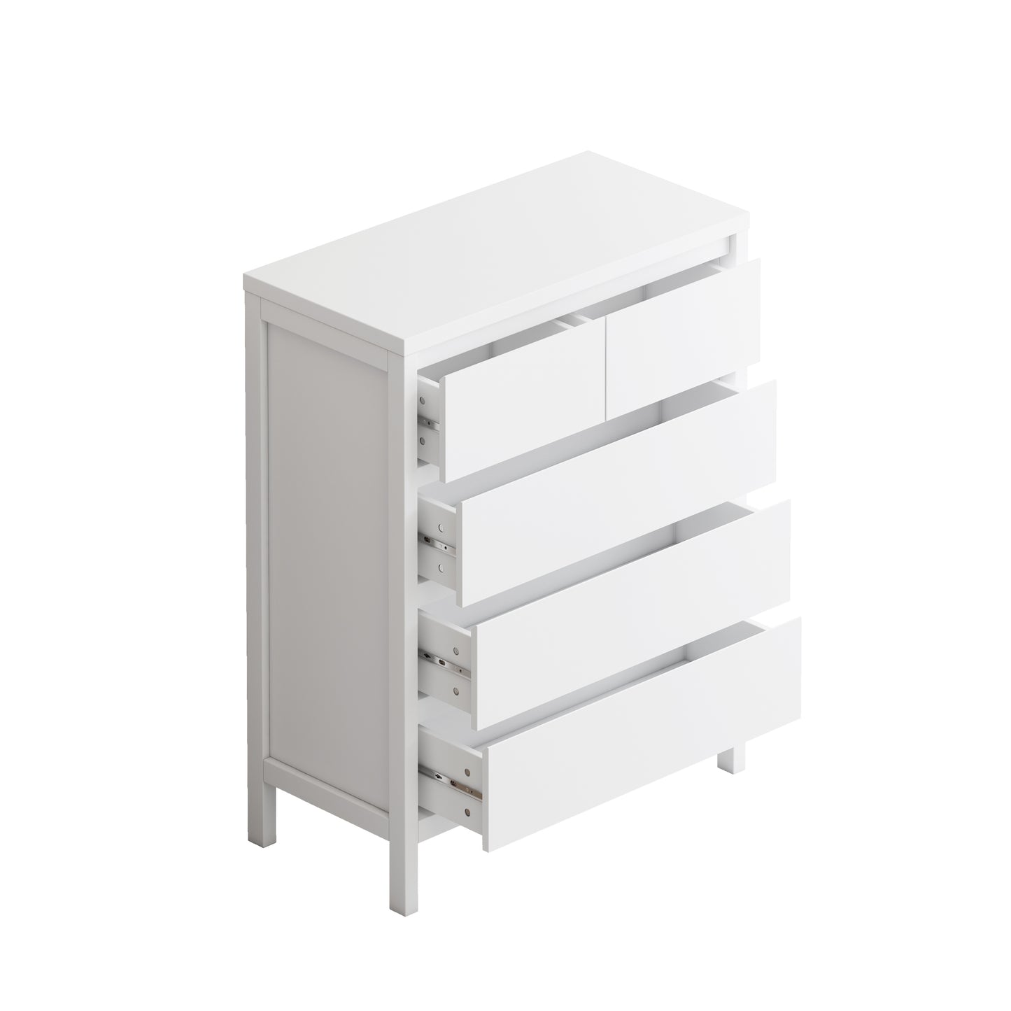 4-Tier 5-Drawer MDF Storage Cabinet for Bedroom Living Room Dining Room Hallways White