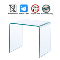 Small Clear Glass Side Table Tempered Glass End Table Modern Coffee Table for Living Room Bedroom