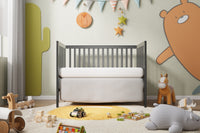 5-In-1 Convertible Crib Toddler Bed Fits Standard Full-Size Mattress Easy Assembly Storm Grey 53x29x9 Inches