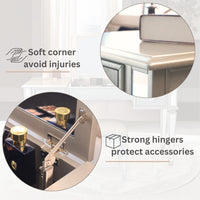 Mirrored Vanity Desk with Drawers and Stool, Flip Top Makeup Table Set for Bedroom, Stylish Dressing Table for Women and Girls