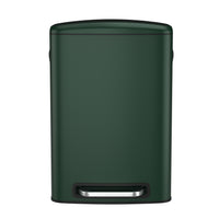 13 Gallon 50L Kitchen Foot Pedal Soft Close Trash Can Stainless Steel Rectangular Bin with 30 Garbage Bags Green