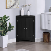 Bathroom Floor Corner Cabinet with Doors and Shelves Free Standing Storage for Kitchen Living Room Organizer