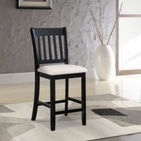 Casual Black Finish Rubberwood Dining Chairs Set of 2 Slatted Back Transitional Counter Seating