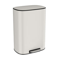 13 Gallon 50L Kitchen Foot Pedal Trash Can Soft Close Stainless Steel White Ellipse Bin