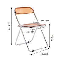 Transparent Yellow Folding Chair Clear Plastic Seat for Living Room Home Office