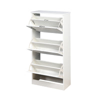 White Wooden Shoe Cabinet for Entryway with 3 Flip Doors Space Saving Storage 20.94x9.45x43.11 Inch