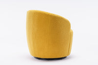 Teddy Fabric Swivel Accent Barrel Chair with Metal Ring Yellow Modern Design for Living Room