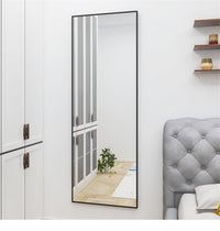 Wall-Mounted Full Length Mirror Black Alloy Frame Stylish Home Decor Perfect for Bedroom Living Room Entryway