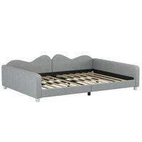 Full size Upholstered Daybed, Sherpa Fabric Sofabed with Cloud-Shaped Backrest, No Box-spring Needed, Gray