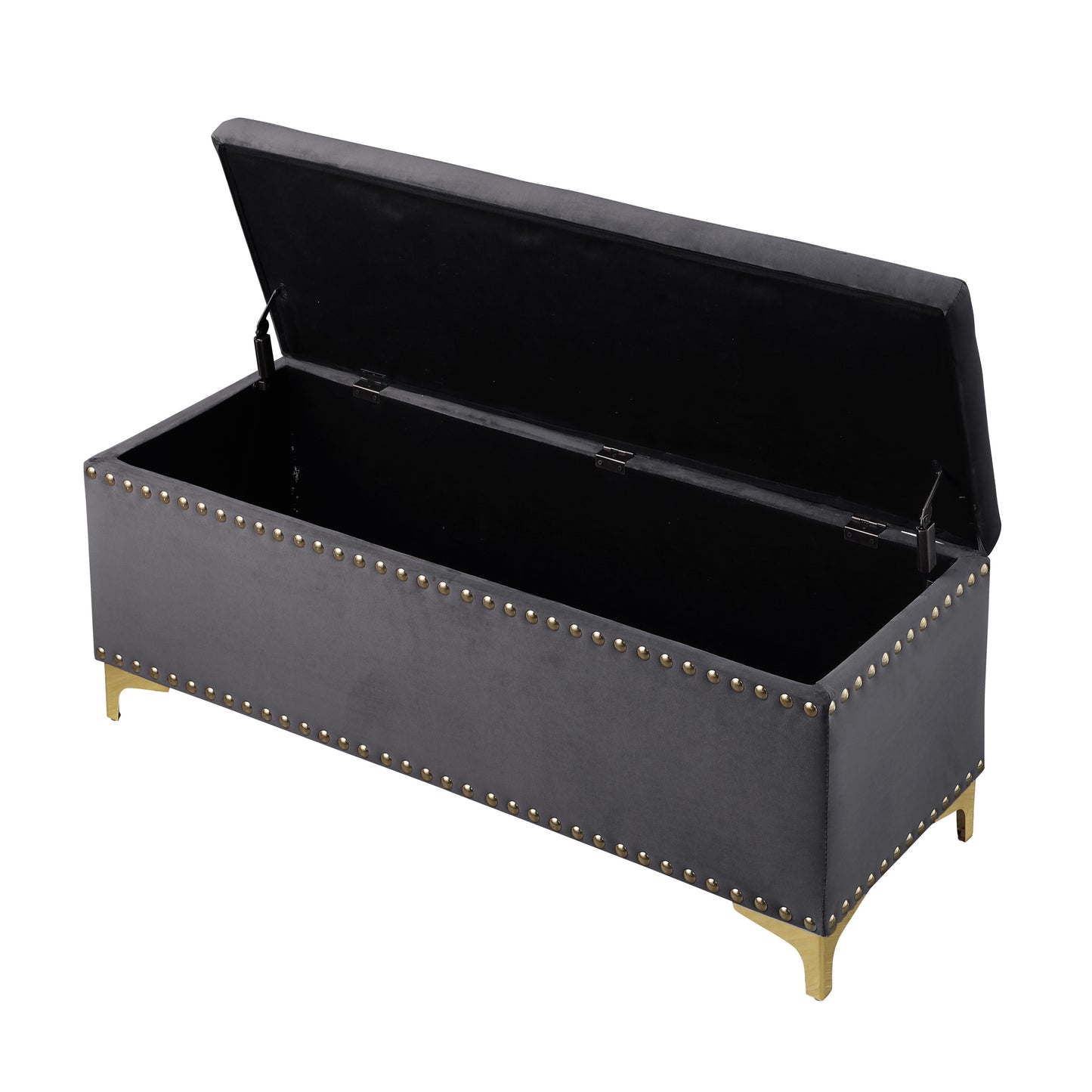 Large Storage Benches with Nailhead Trim Tufted Velvet 2 in 1 Combination for Living Room Entryway Hallway Bedroom Gold Legs 250lbs Capacity