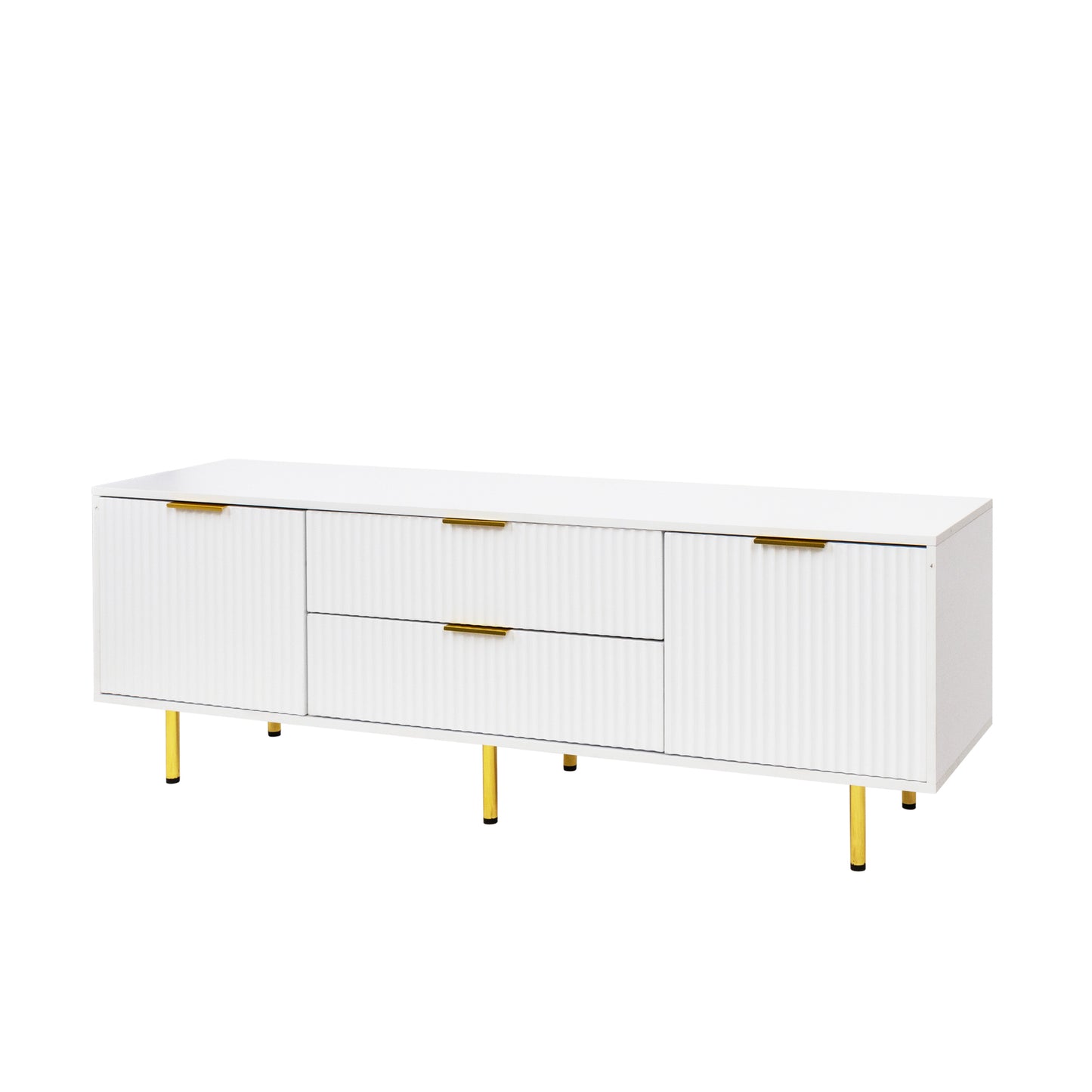 Modern Warm White TV Cabinet for Living Room Bedroom Storage Unit Entertainment Center