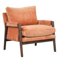 Mid-Century Modern Velvet Accent Chair Solid Wood Thick Cushion for Living Room Bedroom Studio Orange