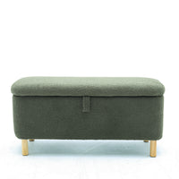 Upholstered Storage Ottoman Entryway Bench Green Modern Design for Living Room Bedroom Organization