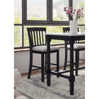 Casual Black Finish Rubberwood Dining Chairs Set of 2 Slatted Back Transitional Counter Seating