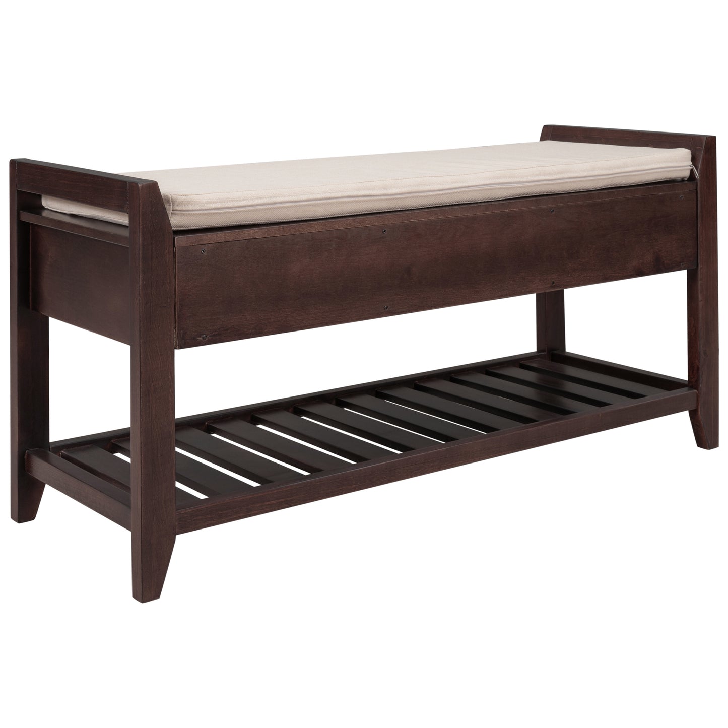 Multipurpose Entryway Storage Bench with Cushioned Seat and Drawers Espresso Shoe Rack for Home Organization