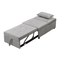 Folding Ottoman Sofa Bed Gray Versatile Space Saving Furniture for Living Room Guest Bed