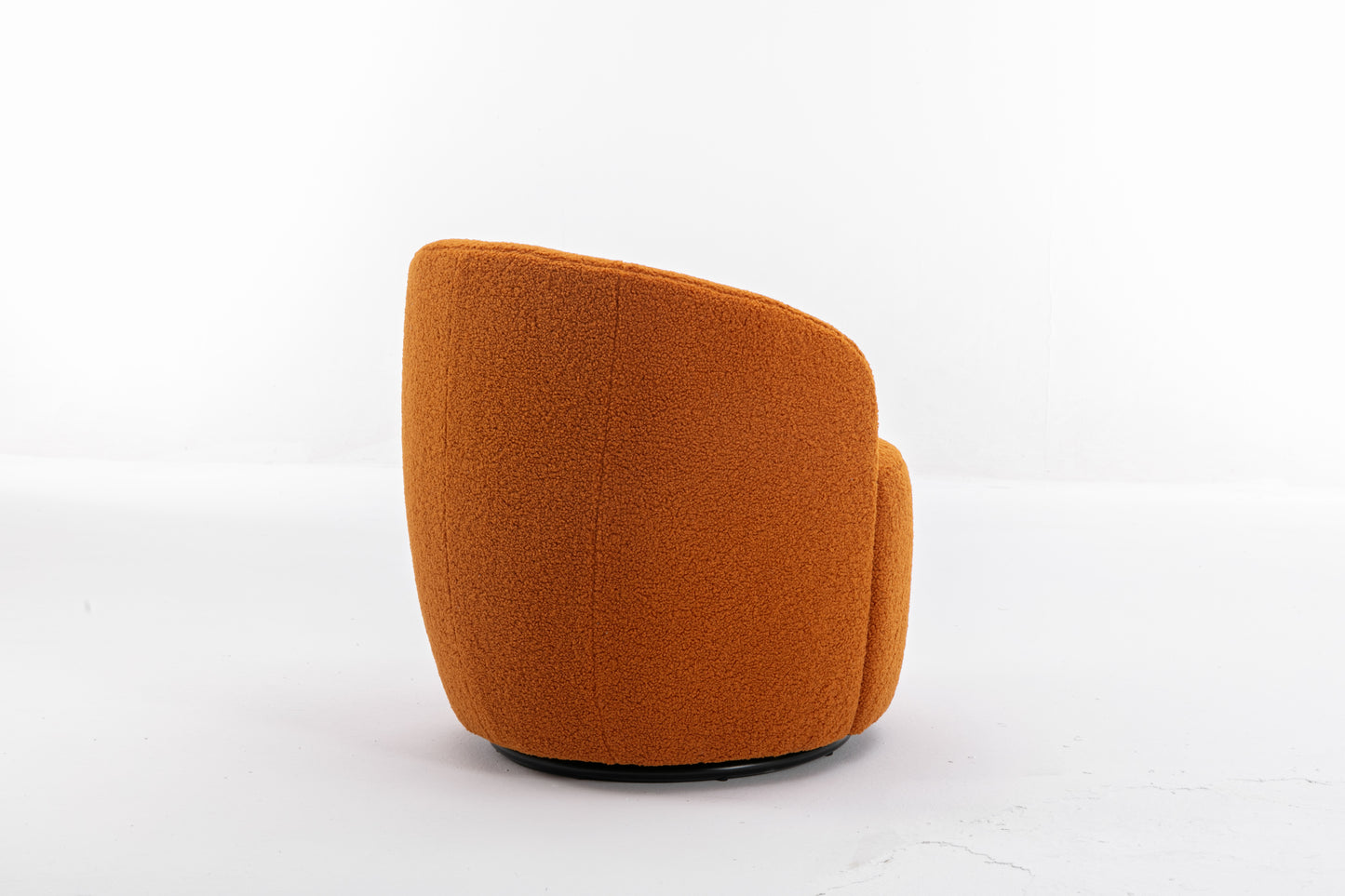 Teddy Fabric Swivel Accent Armchair Barrel Chair with Black Metal Ring Caramel Color