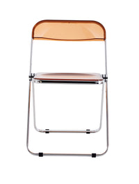 Transparent Yellow Folding Chair Clear Plastic Seat for Living Room Home Office