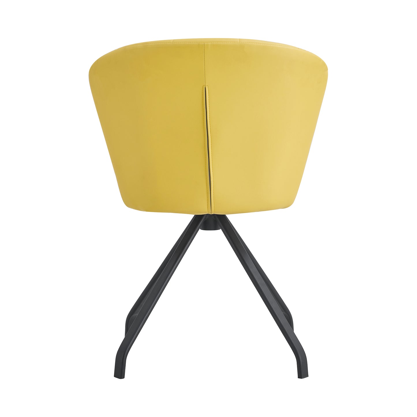 Light Yellow 360 degree  Swivel Makeup Chair PU Upholstered Vanity Chair with Black Metal Legs for Home Office Bedroom Dining Room