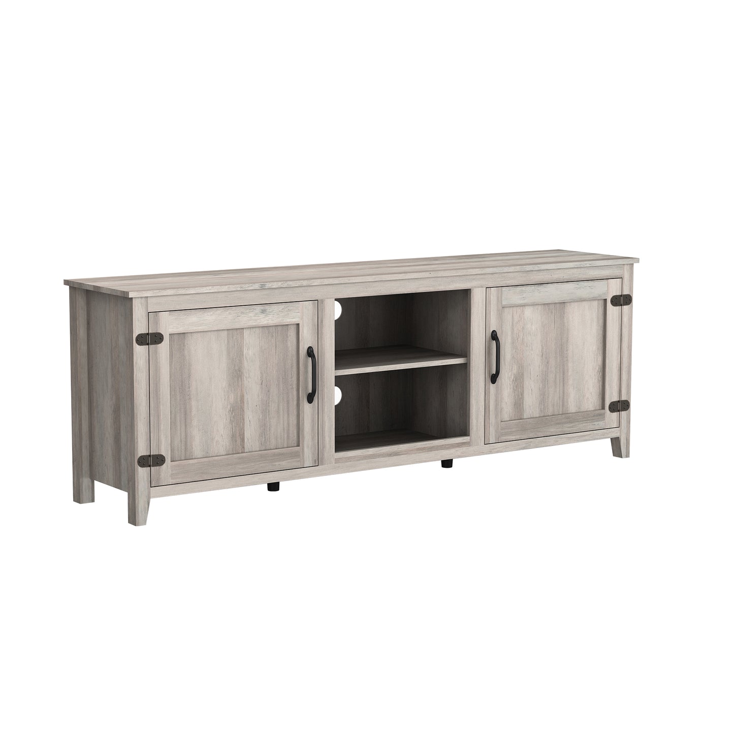 TV Stand Storage Media Console Entertainment Center with Two Doors in Grey Walnut Finish