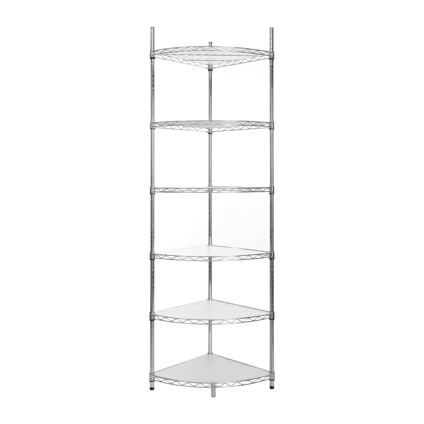 6 Tier Corner Wire Shelf Rack Adjustable Heavy Duty Free Standing Storage Display Chrome for Bathroom Kitchen Living Room