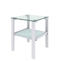 Glass Two Layer Round Tea Table Small Bedroom Corner Living Room White Side Table