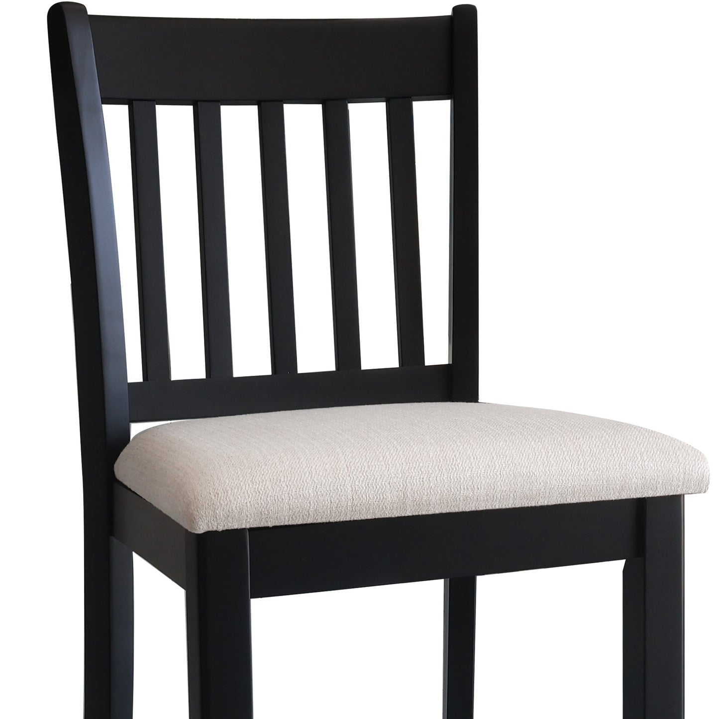 Casual Black Finish Rubberwood Dining Chairs Set of 2 Slatted Back Transitional Counter Seating