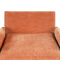 Mid-Century Modern Velvet Accent Chair Solid Wood Thick Cushion for Living Room Bedroom Studio Orange