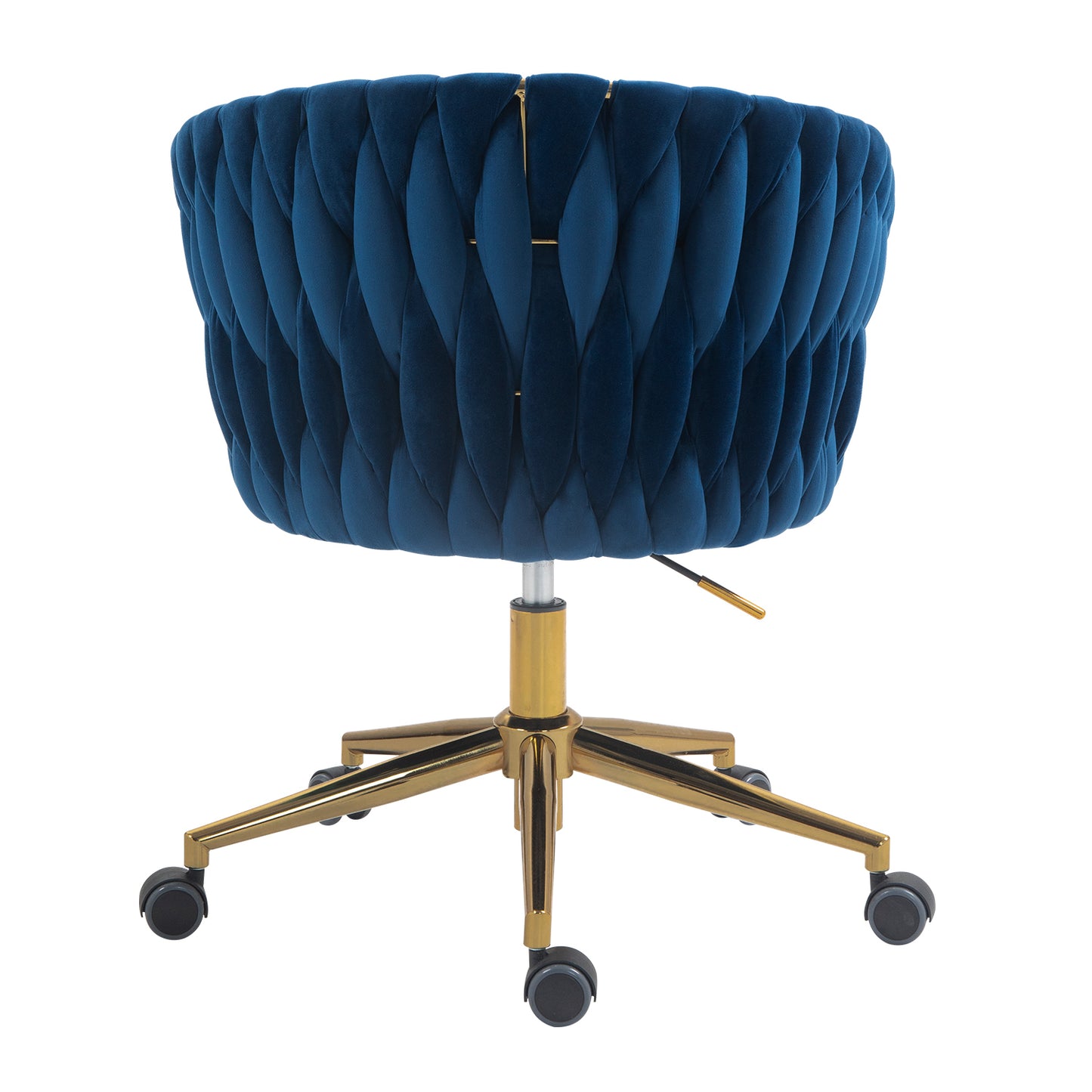 Modern Hand Woven Office Chair with Wheels Height Adjustable 360 degree  Swivel Vanity Chair for Bedroom Living Room Blue