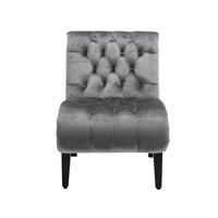 Modern Velvet Armless Accent Chair Upholstered Fabric Comfortable Leisure Chair with Wooden Legs for Living Room Bedroom Office Silver
