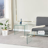 Small Clear Glass Side Table Tempered Glass End Table Modern Coffee Table for Living Room Bedroom