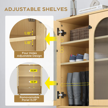 Shoe Storage Cabinet with Adjustable Shelves and Glass Doors for Organized Footwear Display