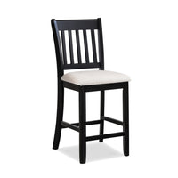 Casual Black Finish Rubberwood Dining Chairs Set of 2 Slatted Back Transitional Counter Seating