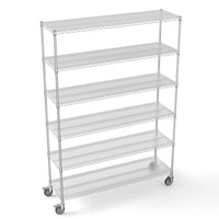 6 Tier Wire Shelving Unit 6000 LBS Heavy Duty Adjustable Metal Garage Storage Shelves with Wheels Chrome Finish