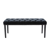 Upholstered Tufted Velvet Bench Ottoman for Dining Room Entryway Living Room Footrest Stool Black