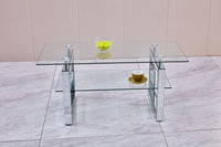 Transparent Tempered Glass Coffee Table 39.4 Inch Modern Design Living Room Furniture Stylish and Durable