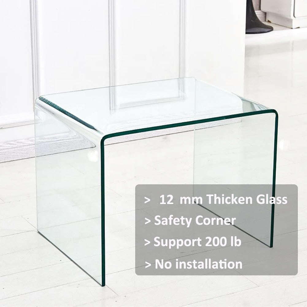 Small Clear Glass Side Table Tempered Glass End Table Modern Coffee Table for Living Room Bedroom