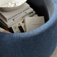 Round Storage Ottoman 2 in 1 End Table and Ottoman Navy 25.5x25.5x14.5 Ideal for Living Room or Bedroom