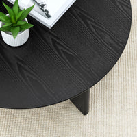36 Inch Round Wooden Coffee Table for Living Room Reception Room Black Finish