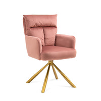 Pink Velvet High-Back Upholstered Swivel Accent Chair for Living Room and Office Decor