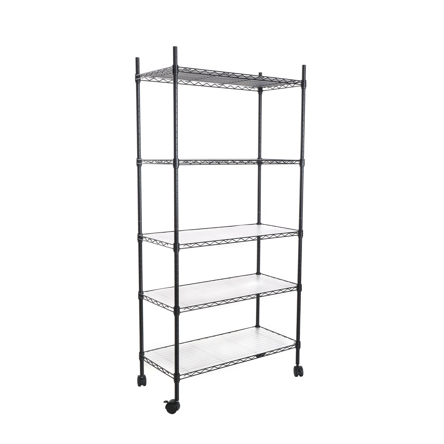 5 Tier Heavy Duty Wire Shelving Unit Adjustable Storage Shelves for Garage Kitchen Office Commercial Use Black Steel