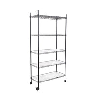 5 Tier Heavy Duty Wire Shelving Unit Adjustable Storage Shelves for Garage Kitchen Office Commercial Use Black Steel