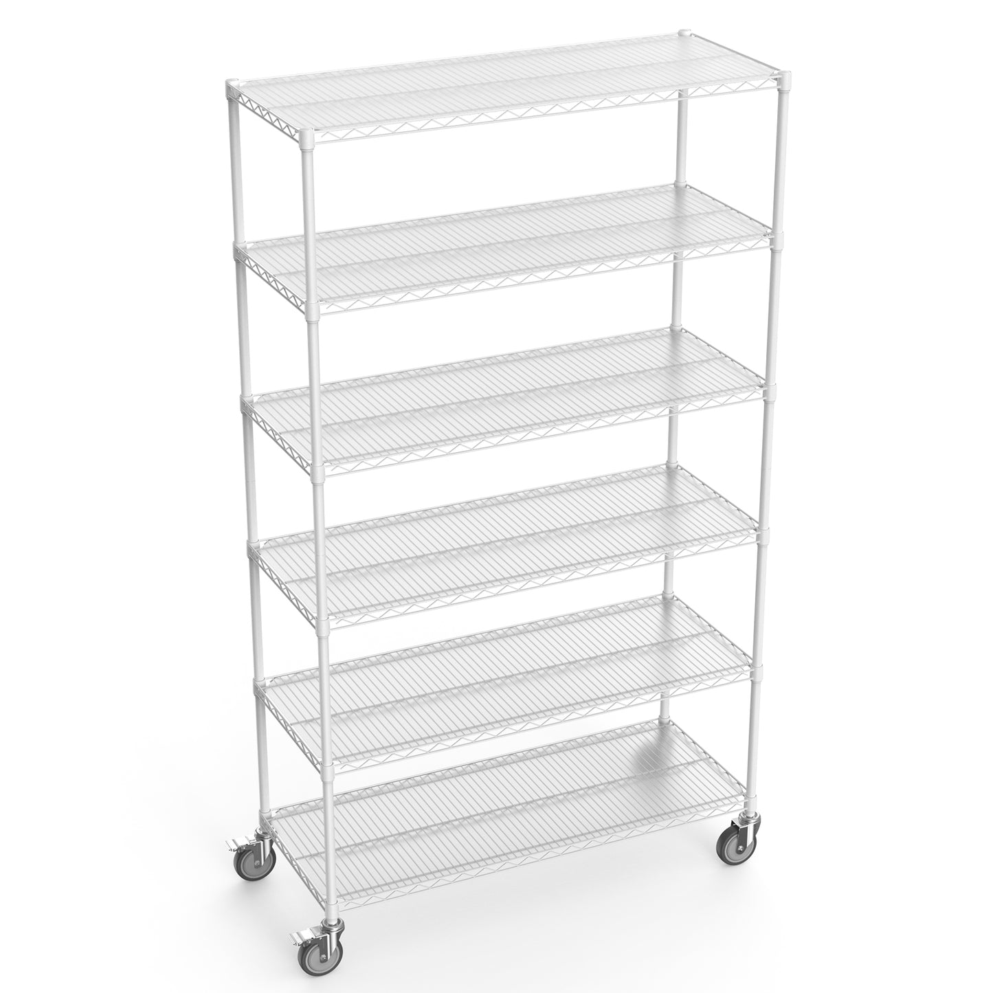 Heavy Duty 6 Tier Wire Shelving Unit 6000 LBS Capacity NSF Adjustable Metal Garage Storage Shelves with Wheels White