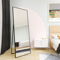 Wall-Mounted Full Length Mirror Black Alloy Frame Stylish Home Decor Perfect for Bedroom Living Room Entryway