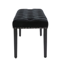 Upholstered Tufted Velvet Bench Ottoman for Dining Room Entryway Living Room Footrest Stool Black