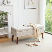 Off White Storage Bench for Bedroom or Entryway 43.7 Inch Ottoman Foot of Bed Seating Solution