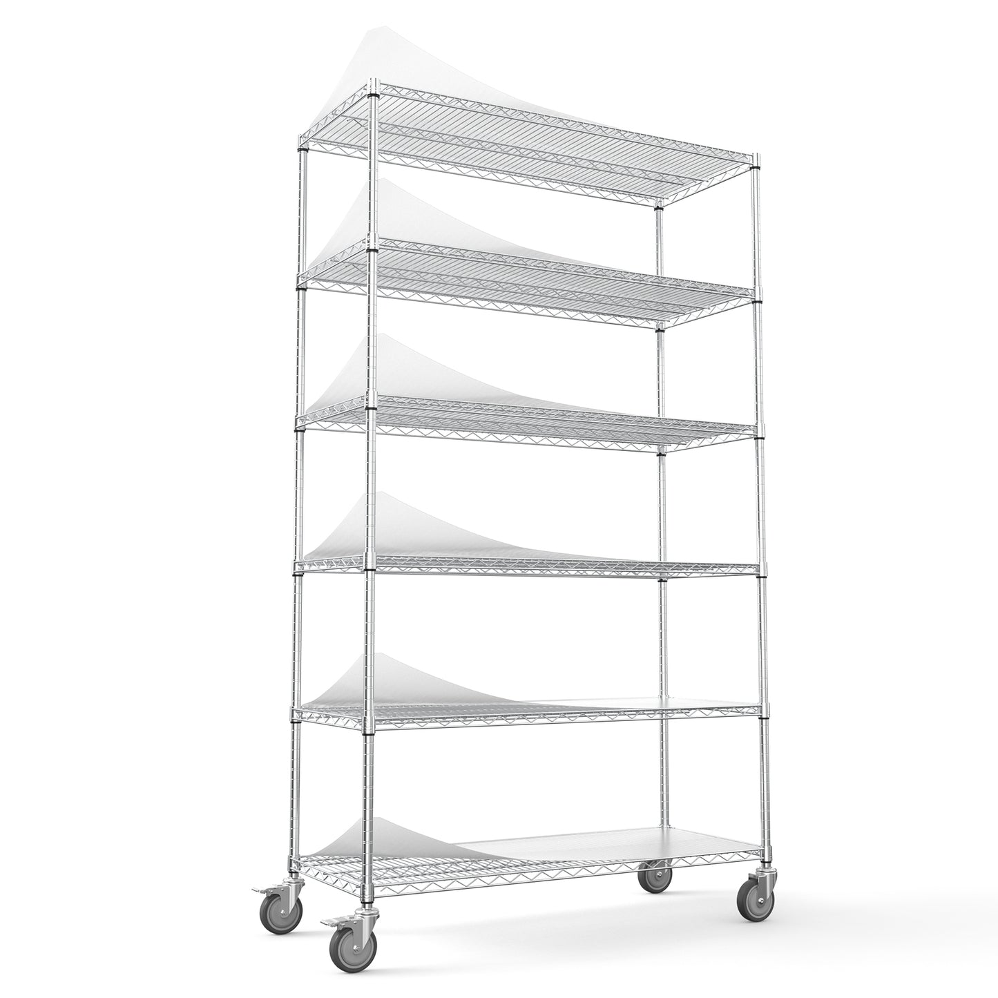 Heavy Duty 6 Tier Wire Shelving Unit 6000 LBS Capacity Height Adjustable Metal Garage Storage Shelves with Wheels Chrome Finish