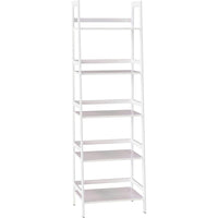 5 Tier White Ladder Shelf Modern Open Bookcase for Bedroom Living Room Office Storage Display