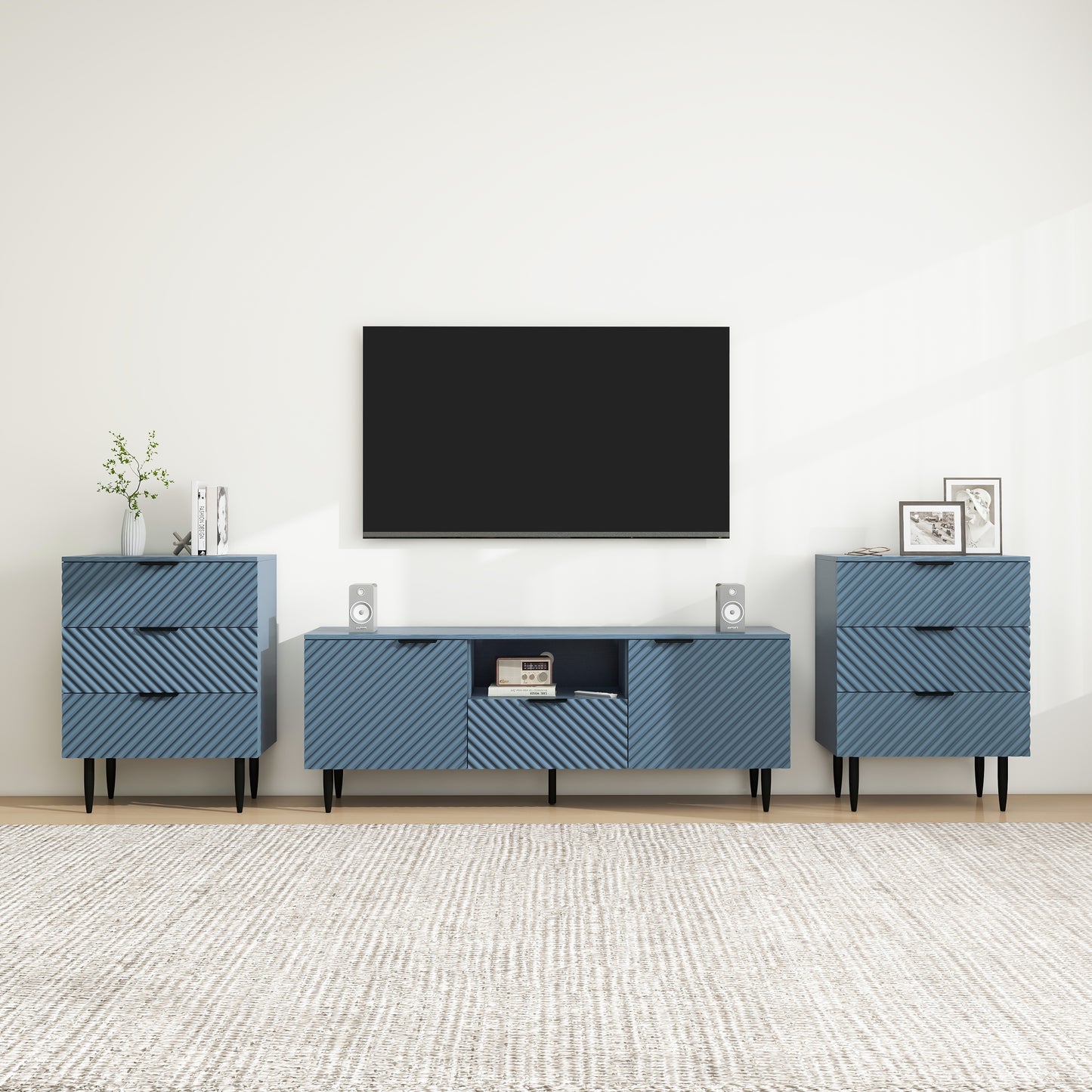 TV Stand with Solid Iron Feet Modern TV Console Table for Living Room Bedroom Storage Entertainment Center