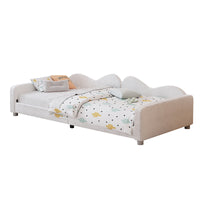 Twin size Upholstered Daybed, Sherpa Fabric Sofabed with Cloud-Shaped Backrest, No Box-spring Needed, White